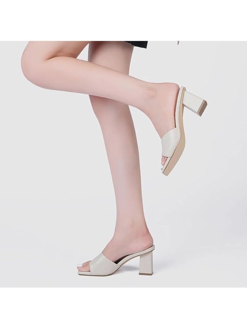 Carlkarida Women Square Toe Heeled Mules Sandals Size 10